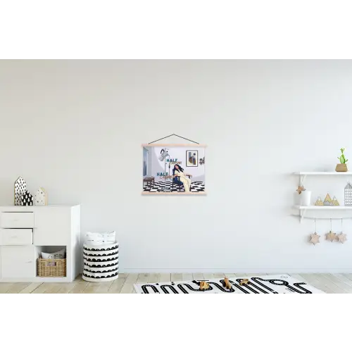 Half human, Half Coffee - Infuus - Koffie textielposter latten blank klein -kinderkamer