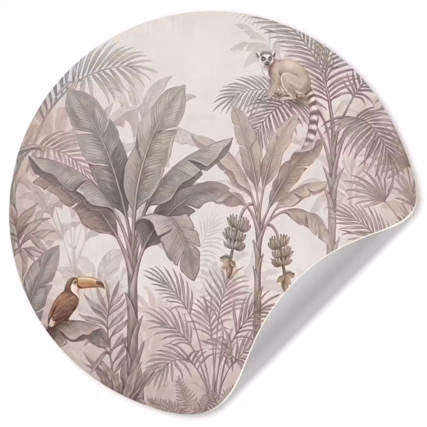 Behangcirkel - Natuur - Jungle - Ringstaartmaki - Bruin