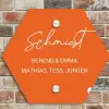 Weiße Herzchen in den Ecken - Elegant Naambord Hexagon klein -sfeer2