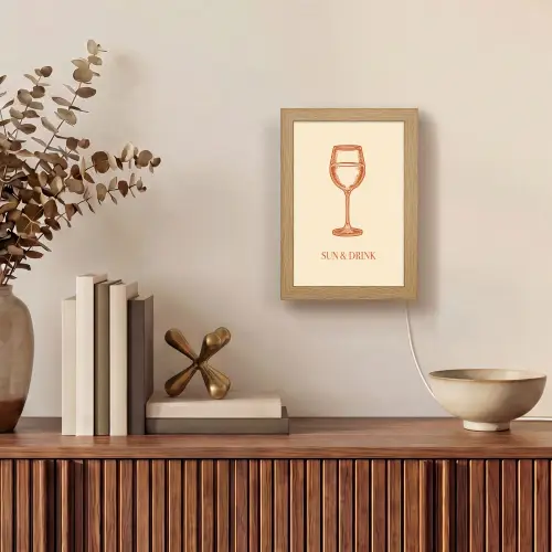 Wijn - Zomer - Quote - Oranje Light Box met kabel (Wandlamp) klein -sfeer2