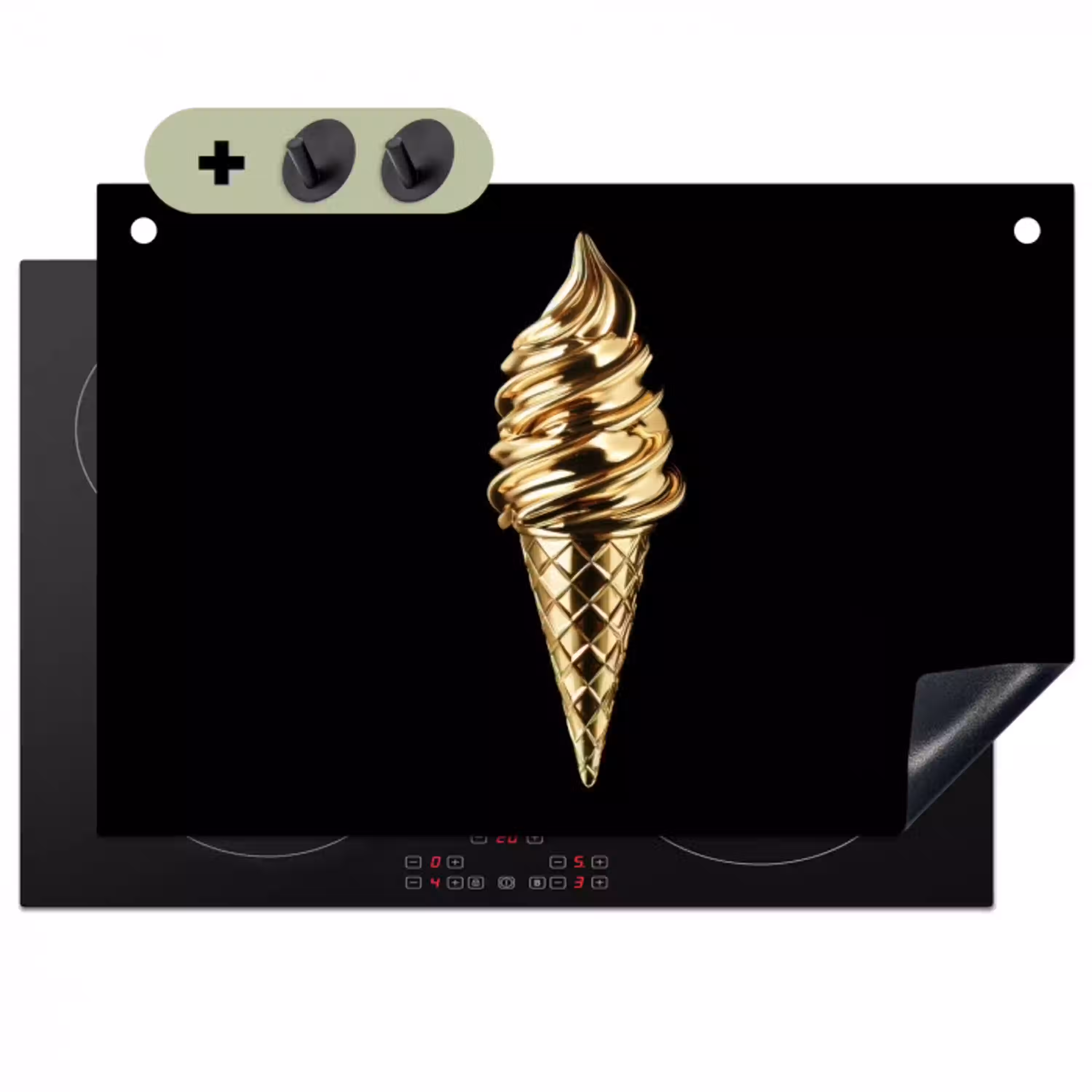 Ijs - Goud - Zwart - Eten Inductie beschemer met haakjes klein -3d