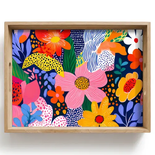 Kleurrijk - Bloemen - Abstract - Stippen Dienblad Rechthoek middel -z3d_shopping
