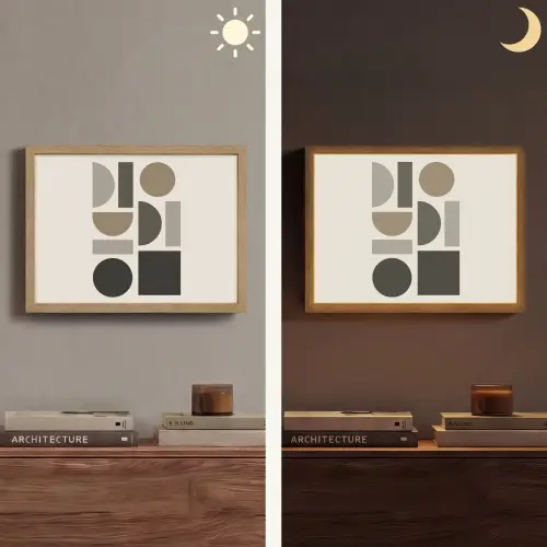 Natuurlijke tinten - Grafisch - Verticale compositie Light Box met batterij (Wandlamp) middel -sfeer3
