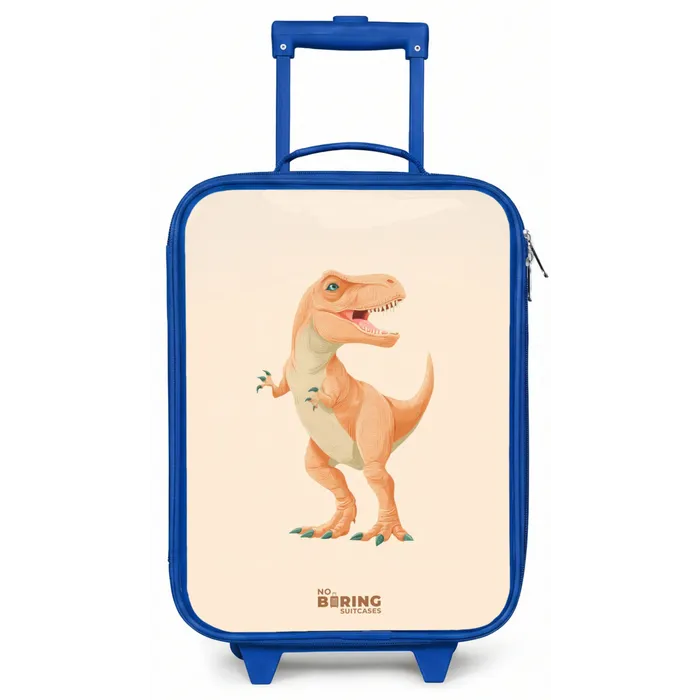 T-rex dino in oranje kleuren Kinderkoffer - Blauw klein -zz3dotto