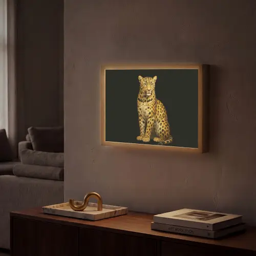 Panter - Realistisch - Bruin Light Box met batterij (Wandlamp) middel -sfeer1
