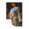 Meisje met de parel - Johannes Vermeer - Bloemen Muursticker klein -3d