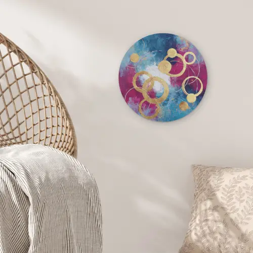 Cirkels - Goud - Abstract Akoestische PET Vilt - Rond klein -sfeer4