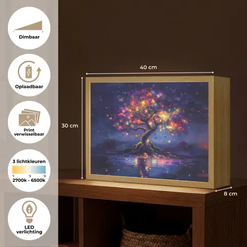 Kosmisch - lichtboom - Kerst - Kleurrijk Light Box met batterij (Wandlamp) middel -USP_websiteoverzichtNL