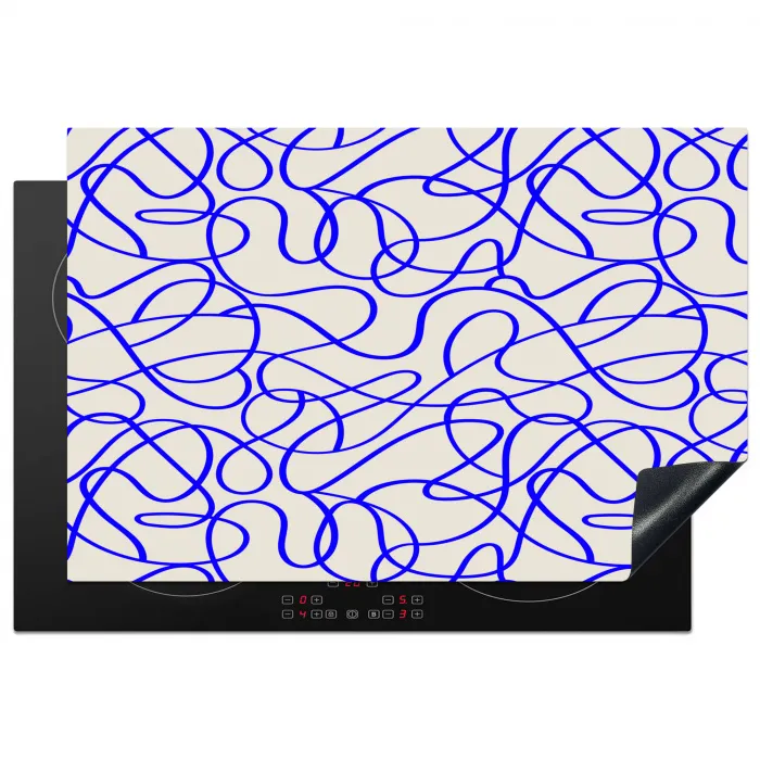 Patronen - Beige - Blauw - Lijnen Inductie beschermer vinyl 3mm klein 276 -3d