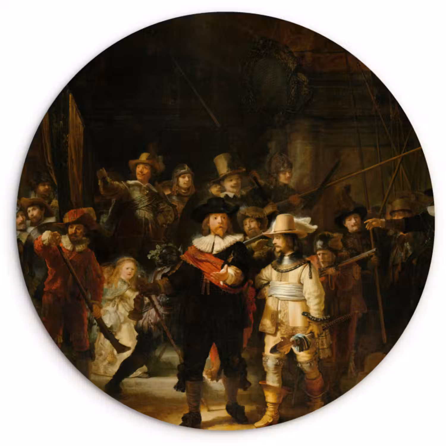 Muurcirkel - De Nachtwacht - Schilderij van Rembrandt van Rijn