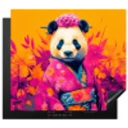 Kimono - Roze - Panda - Bloemenkroon Inductie beschermer vinyl 3mm middel -3d