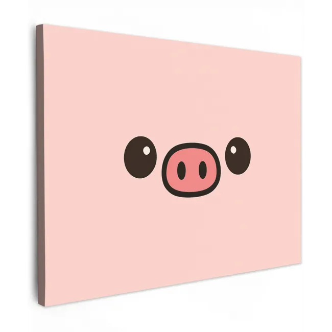 Canvas schilderij - Varken - Roze - Minimalistisch
