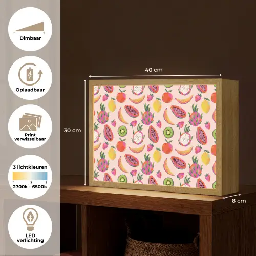 Roze - Kleuren - Fruit - Patroon Light Box met batterij (Wandlamp) middel 907 -USP_websiteoverzichtNL