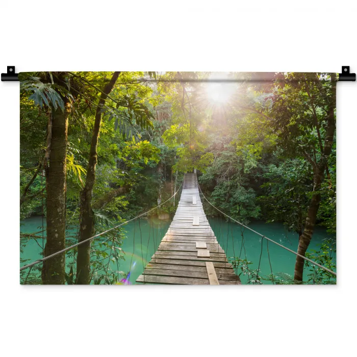 Jungle - Water - Brug - Natuur - Planten Wandkleed katoen klein -zz3d
