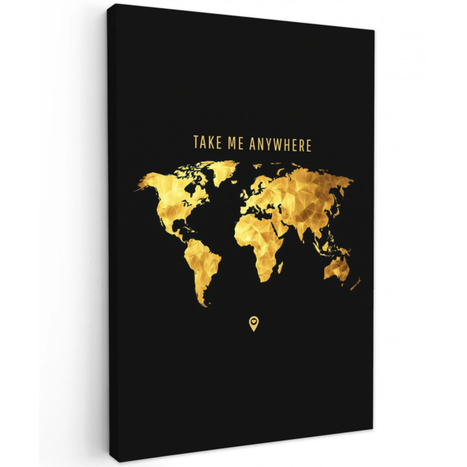 Goud - Wereldkaart - Quote Tuinposter op houten frame 2 cm dik middel -3d