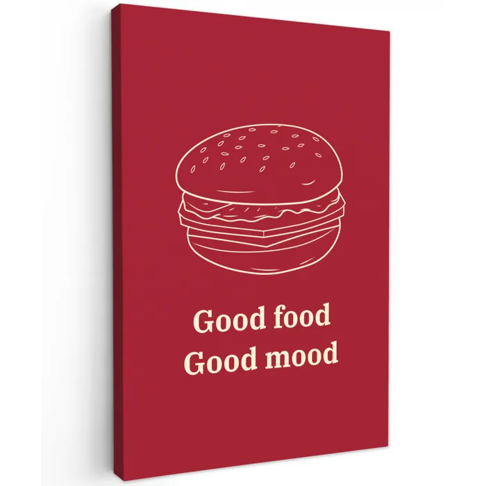 Dieprood - Lijntekening - Tekst - Hamburger canvas 2cm klein -z3d