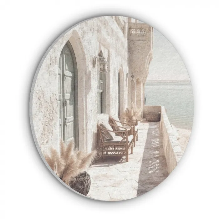 Terras - Stoelen - Strand - Beige Akoestische PET Vilt - Rond klein -3d