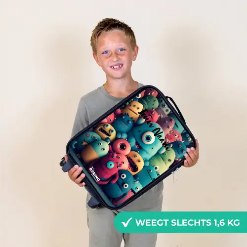 Zachte en bolle monsters Kinderkoffer - Zwart klein -sfeer4_NL