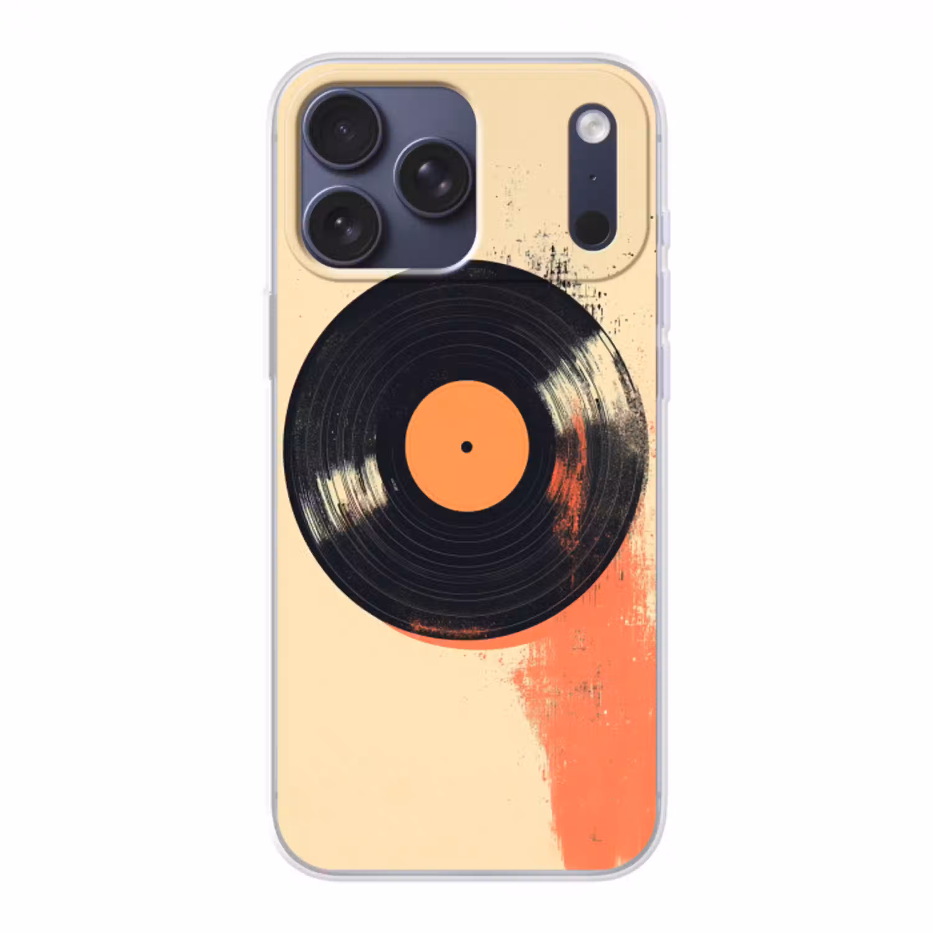 Vinylplaat - Zwart - Verfspatten - Retro Telefoonhoesje iPhone 17 Pro Max klein -3d