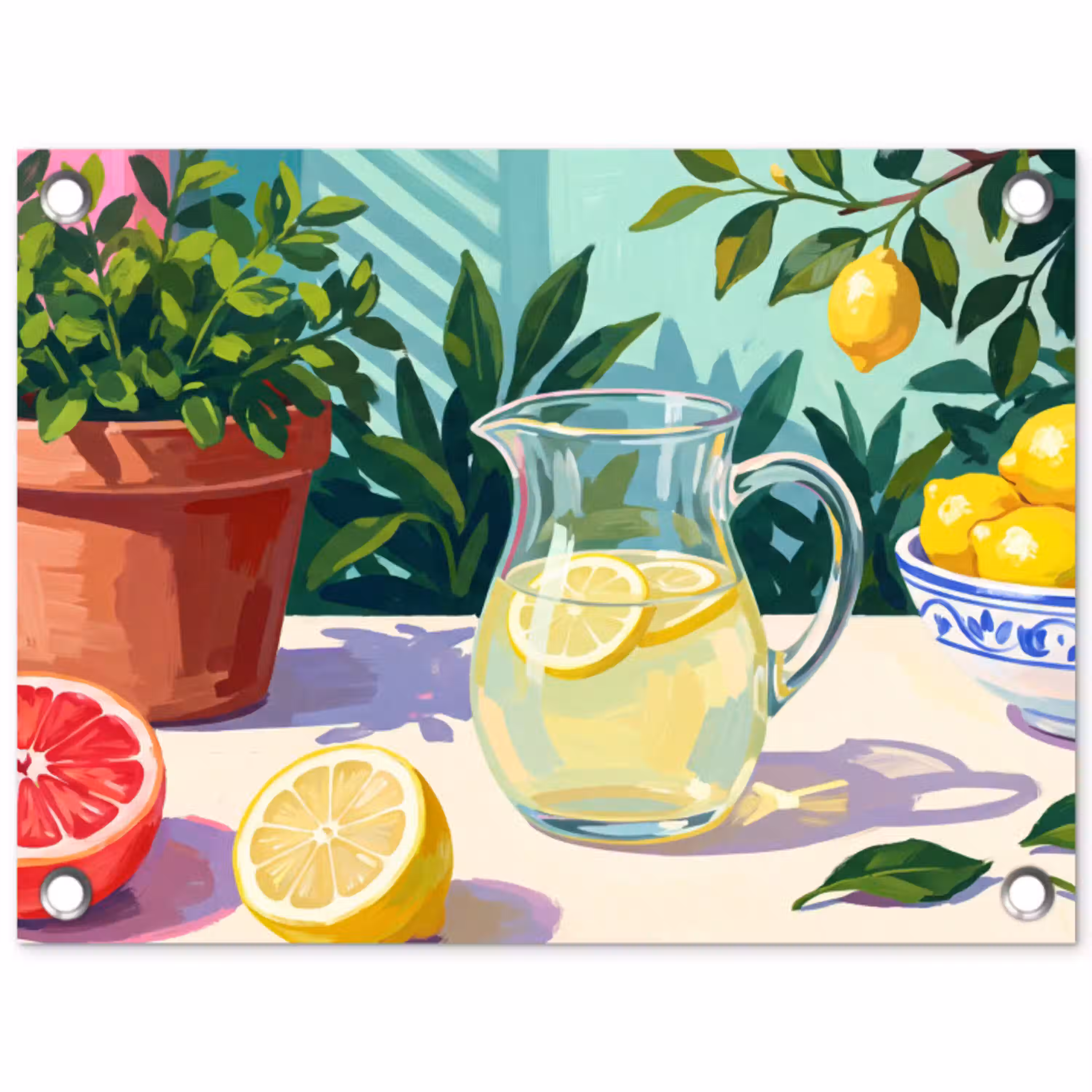 Citroen limonade zomer tuinposter los doek klein -3d