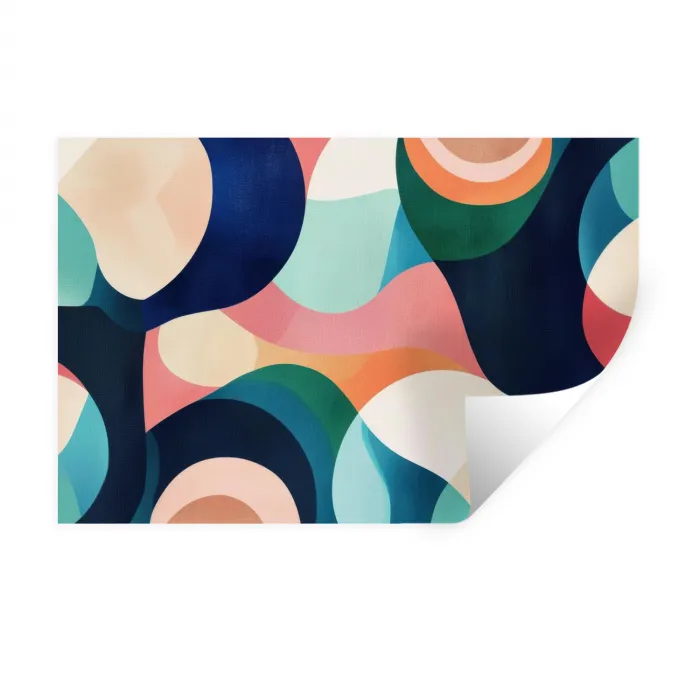 Abstract - Blauw - Roze Muursticker klein -3d