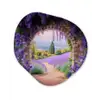 Doorkijk - Lavendel - Bloemen - Paars - Poort Wandcirkel Organisch Plexiglas middel -3d