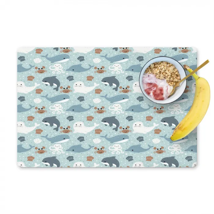 Oceaan - Walvis - Zeehond - Krab Placemat vinyl groot 368 -zzzproduct_Kitchenyeah-website