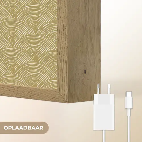 Waaier - Geometrisch - Groen Light Box met batterij (Wandlamp) middel 907 -USP_websiteoplaadbaarNL