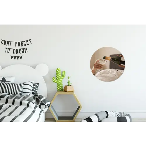 Champagne - Bed - Bubbels Wandcirkel aluminium klein -kinderkamer