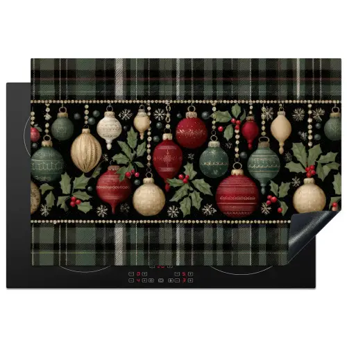 Kerstballen - Rood - Hulsttakken - Patroon Inductie beschermer vinyl 3mm klein -3d