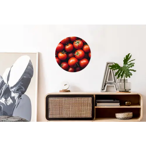 Groente - Rood - Tomaten Wandcirkel aluminium klein -kantoor