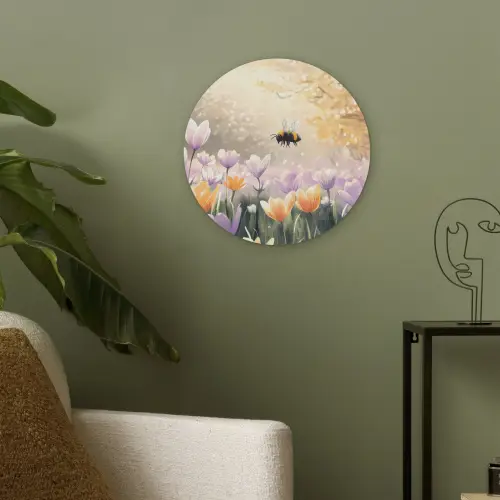 Viooltjes - bij - Zonlicht Akoestische PET Vilt - Rond klein -sfeer2