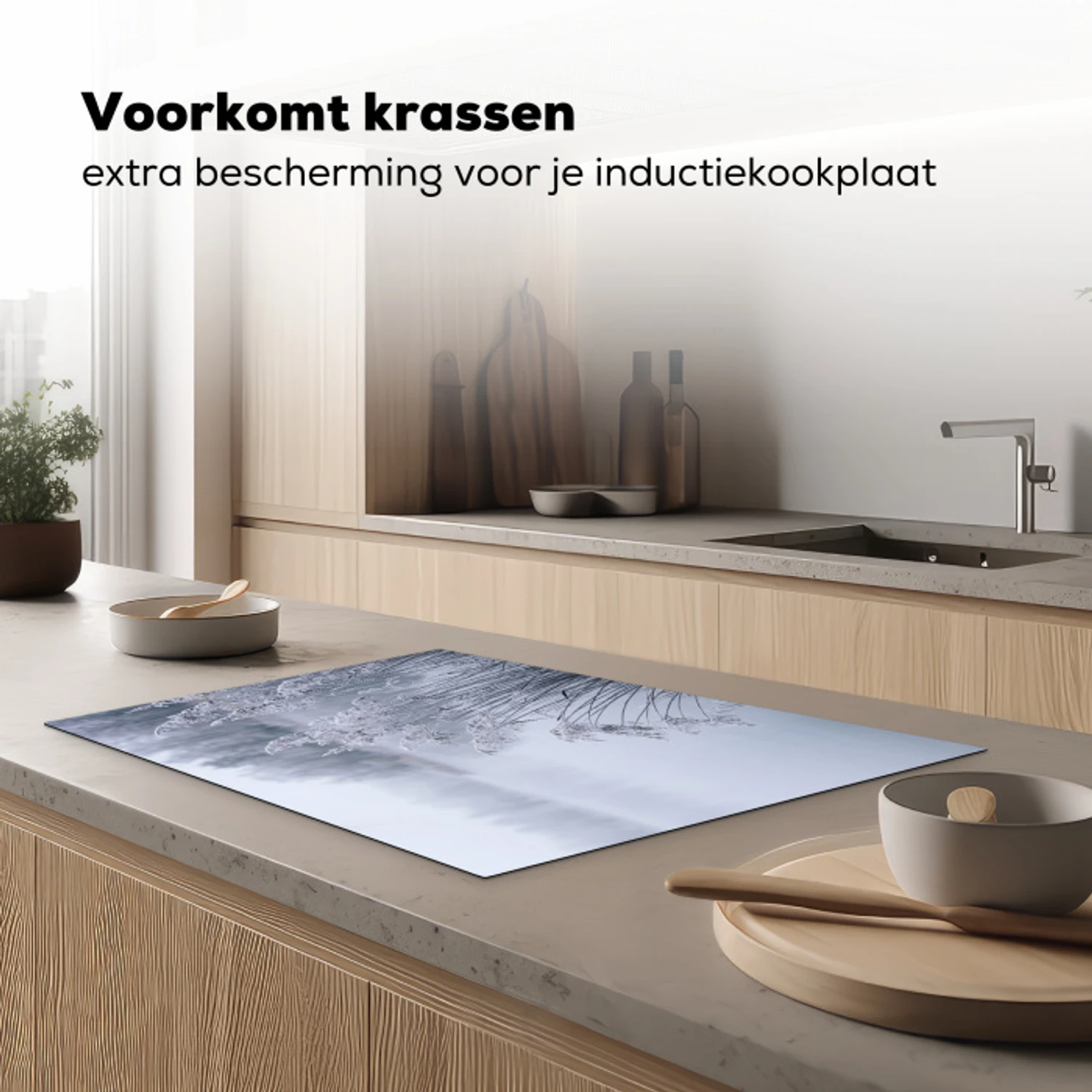 Riet - Bevroren - Winter - Natuur Inductie beschermer vinyl 3mm klein -sfeer1