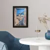 Doorkijk - Santorini - Landschap - Blauw - Grieks fotolijst zwart zonder passe partout klein -sfeer4
