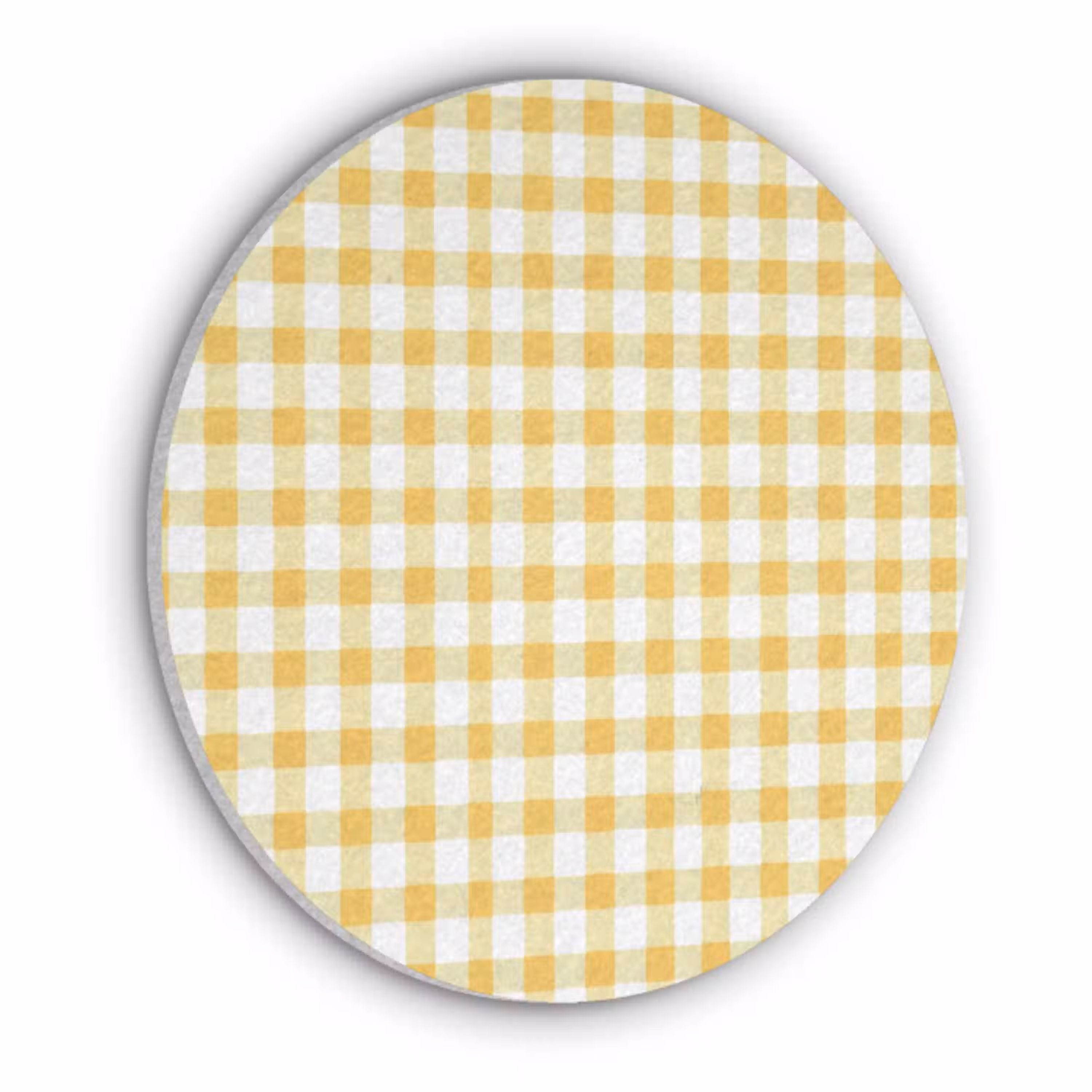Ruit - Gingham - Klassiek - Geel en Wit Akoestische PET Vilt - Rond klein 838 -3d