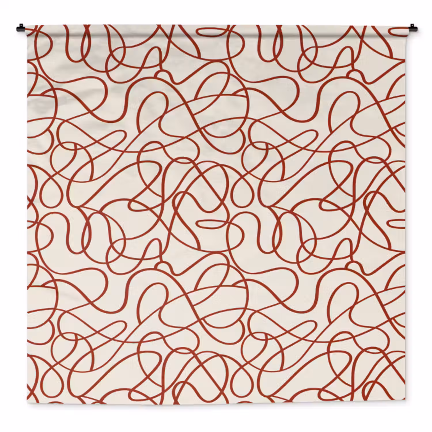 Wandkleed - Lijnen - Abstract - Rood - Beige