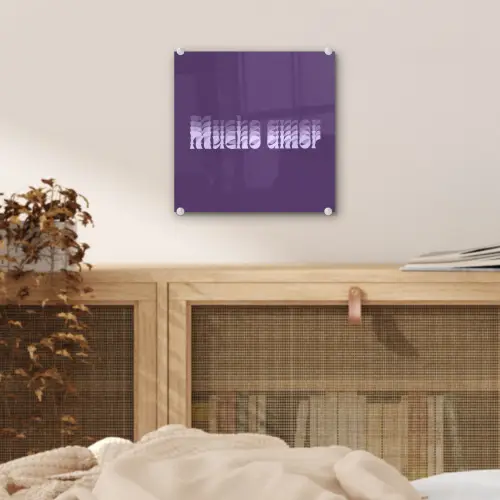Mucho amor - Paars - Grafisch plexiglas 5mm klein -sfeer4