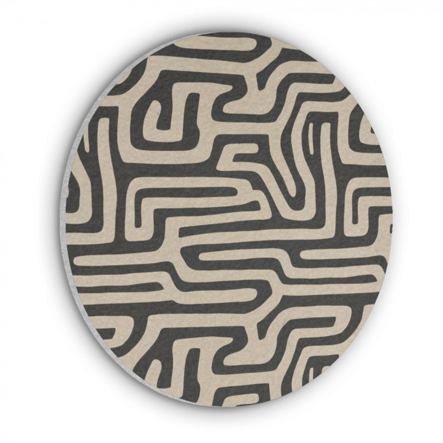 Grafisch - Lijnen - Zwart Akoestische PET Vilt - Rond klein 838 -3d
