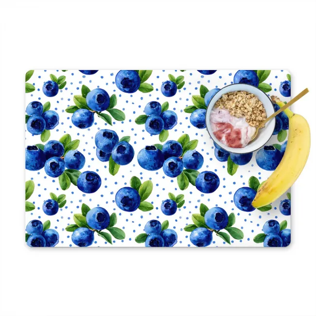 Placemat - 6 stuks - Bessen - Patroon - Blauw