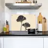 Bladeren - Minimalistisch - Zwart Inductie beschemer met haakjes klein -sfeer2