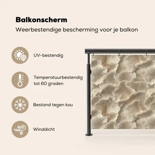 Waaierstructuren - Beige - Vezeltextuur Balkonbeschermer Duitsland klein 596 -specs_NL