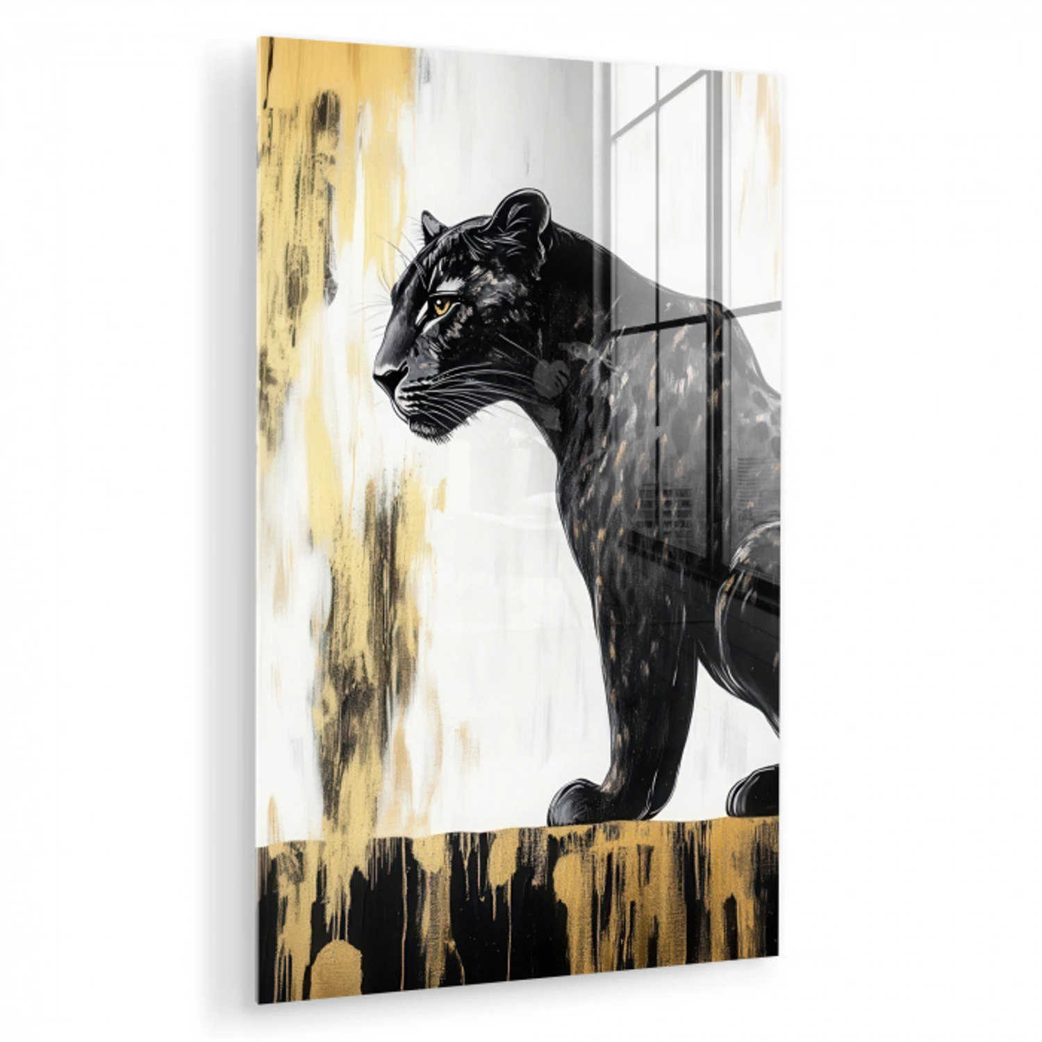 Panter - Zwart - Abstract - Goud plexiglas 5mm klein -zzzproduct_nieuw