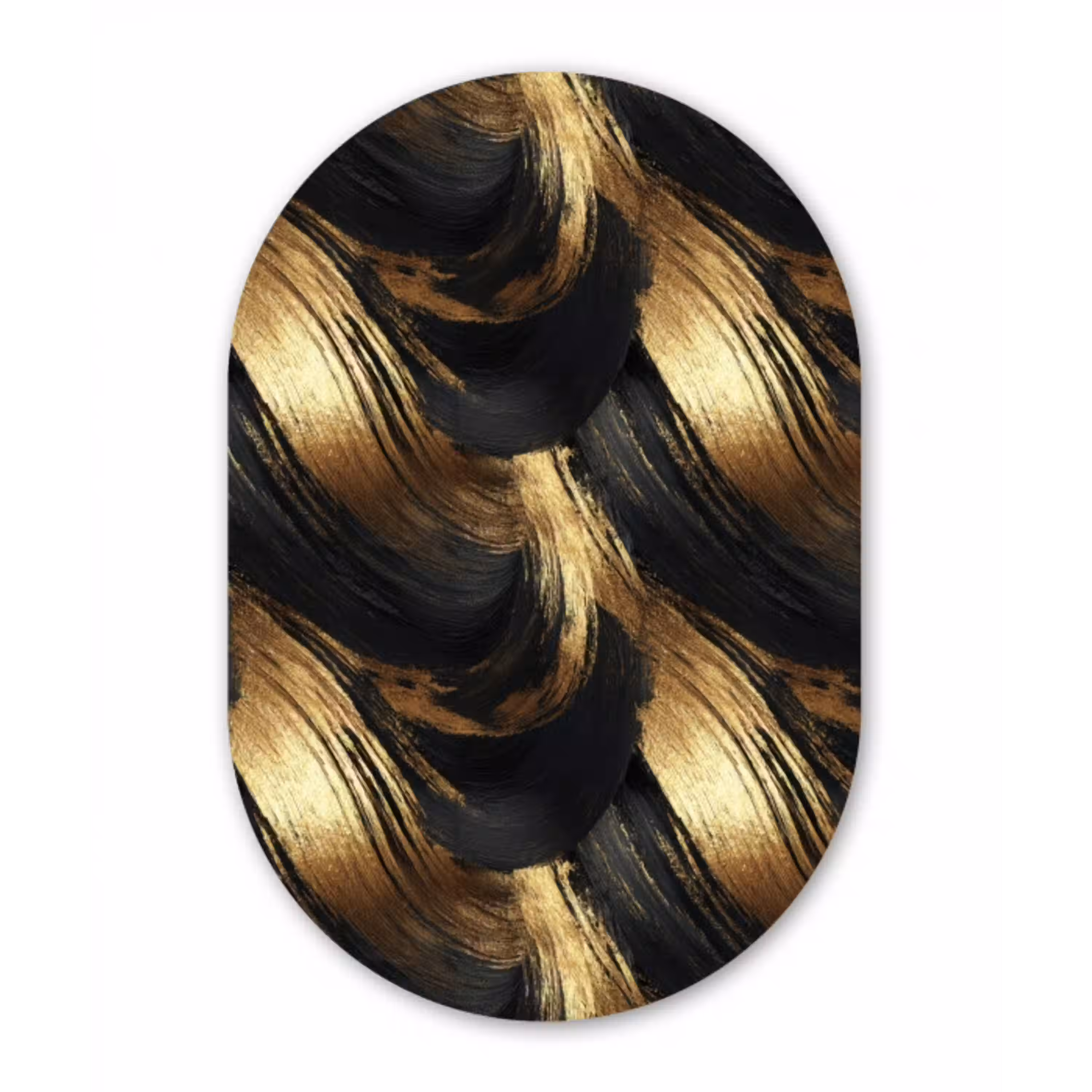 Verfstreken - Abstract - Goud - Zwart Wandcirkel Ovaal Forex klein 630 -3d