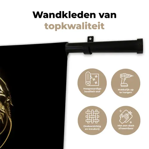 Garnalen - Zwart - Goud - Dieren Wandkleed katoen klein -sfeer2