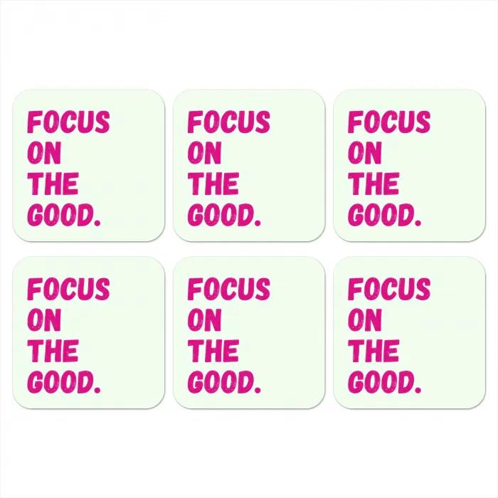 Focus on the good - Beige - Roze onderzetter kurk middel -3d