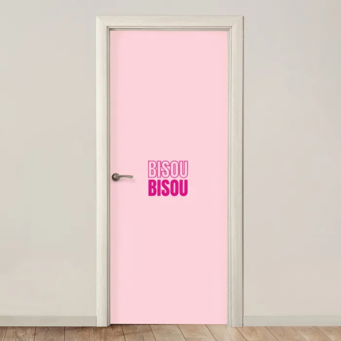 Bisou - Roze - Minimalistisch deurposter klein -3d_beige