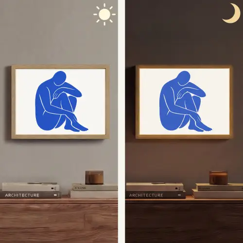 Lichaam - Abstract - Blauw Light Box met batterij (Wandlamp) middel -sfeer3