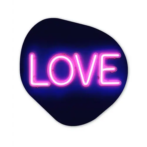 Neon - Love - Valentijn Wandcirkel Organisch Forex 3mm klein -3d