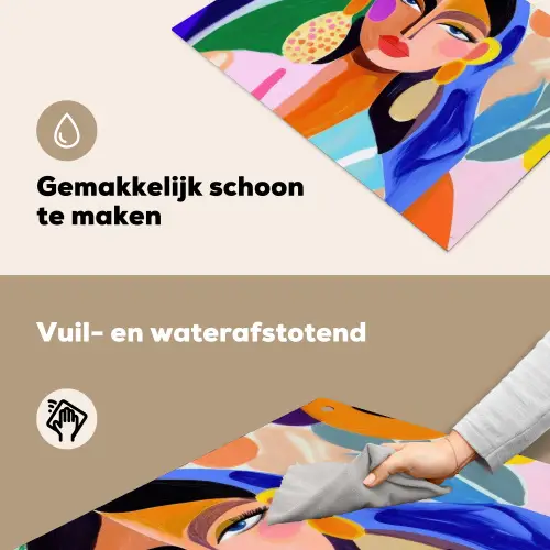 Portret - Vrouw - Modern Inductie beschemer met haakjes klein -ky-schoon-nl