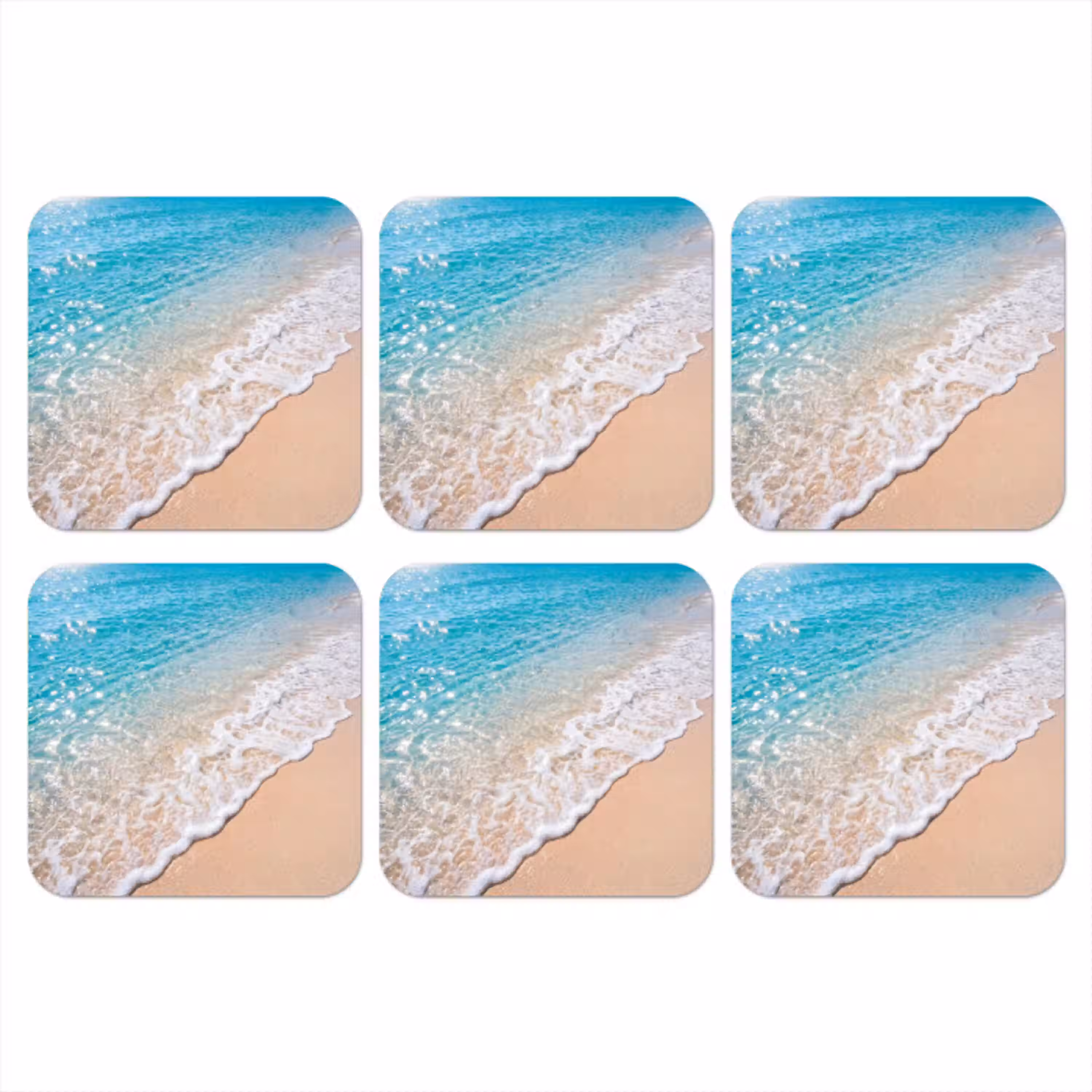 Strand - Water - Natuur - Blauw - Beige onderzetter kurk middel -3d